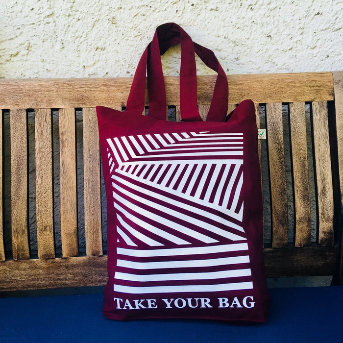 LINEAR - burgundy bag - 36 x 40 x 7 cm