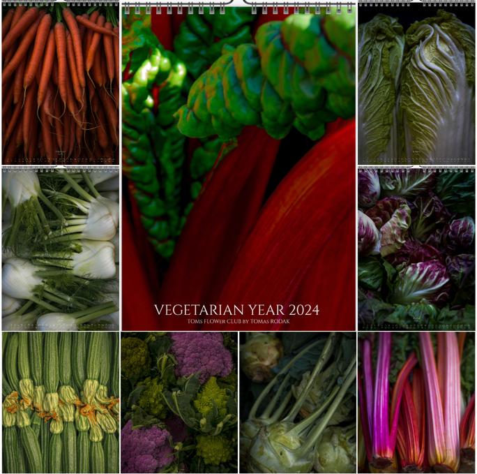 Calendar 2024, Vegetarian, TOMs FLOWer CLUB, TOMas Rodak, Swiss photographer, 