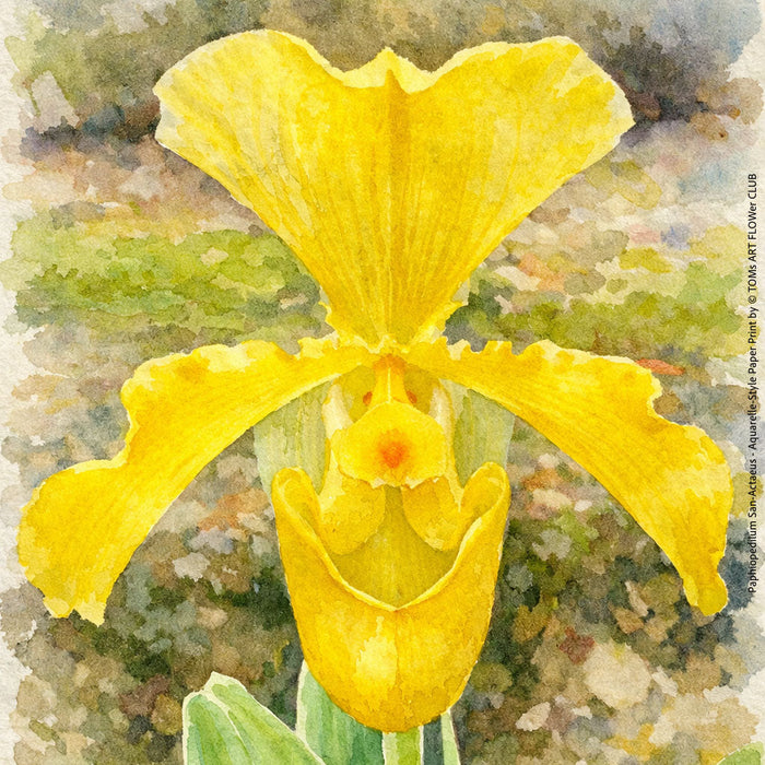 Paphiopedilum San-Actaeus - Aquarelle-Style Paper Print by © TOMs ART FLOWer CLUB