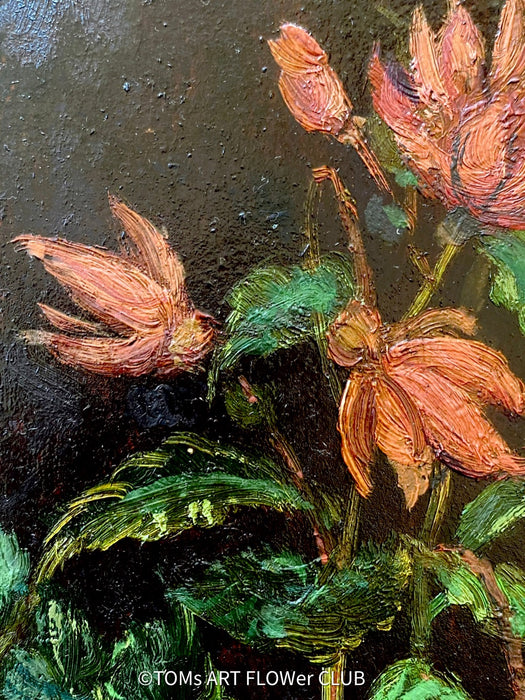 Unknown artist, Begonia, Begonie, Begonien, Begonias, floral art collection, rote Begonien, Künstler aus Horgen; Horten Schweiz, TOMs ART FLOWer CLUB, florale Kunst, Stilleben, Stilllege, zatisie for sale aus 1967 at TOMs FLOWer CLUB.