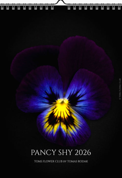 Calendar 2026 made by Swiss photographer TOMAS RODAK with a pancy flower offered for sale at TOMs FLOWer CLUB. 