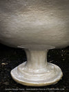 Side view of beige–white glazed rooster planter highlighting its organic contours and craftsmanship; decorative ceramic pot with drainage hole.