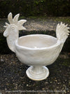 Rear view of the ceramic rooster planter illustrating the sculptural silhouette and stable base; handmade planter suitable for indoor plants.