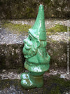 Garden Gnome in blue und green, garden sculpture decoration, for sale by TOMs FLOWer CLUB.