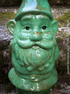 Garden Gnome in blue und green, garden sculpture decoration, for sale by TOMs FLOWer CLUB.