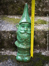 Garden Gnome in blue und green, garden sculpture decoration, for sale by TOMs FLOWer CLUB.