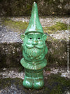 Garden Gnome in blue und green, garden sculpture decoration, for sale by TOMs FLOWer CLUB.
