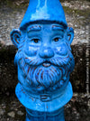 Garden Gnome in blue und green, garden sculpture decoration, for sale by TOMs FLOWer CLUB.