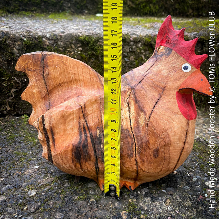 Handmade Chestnut Wooden Rooster, unique sculpture, art from TOMs FLOWer CLUB