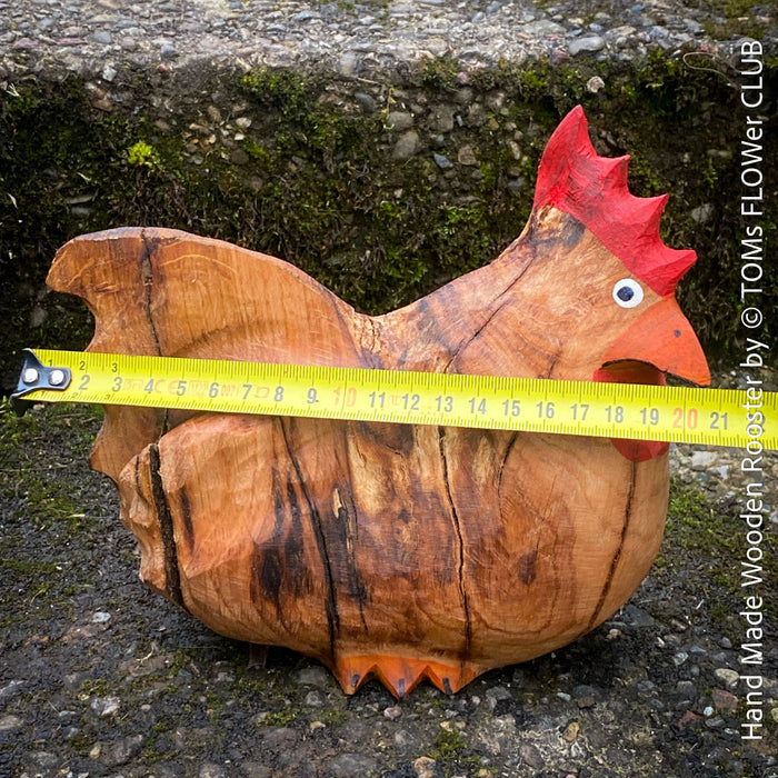 Handmade Chestnut Wooden Rooster, unique sculpture, art from TOMs FLOWer CLUB