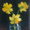 Jelica Santrac, Still life - three daffodils in vase, acrylic, double framed for sale at TOMs FLOWer CLUB, TOMs ART FLOWer CLUB.