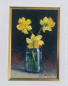 Jelica Santrac, Still life - three daffodils in vase, acrylic, double framed for sale at TOMs FLOWer CLUB, TOMs ART FLOWer CLUB.