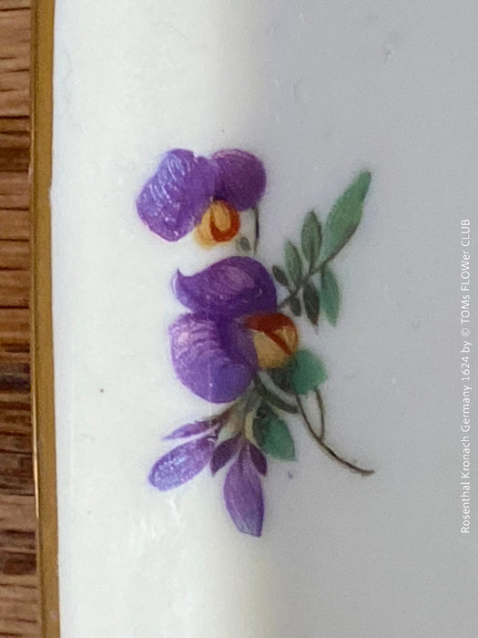 Rosenthal Kronach Germany, floral ceramic plate with the golden rim from the 1930s, offered for sale by TOMs FLOWer CLUB