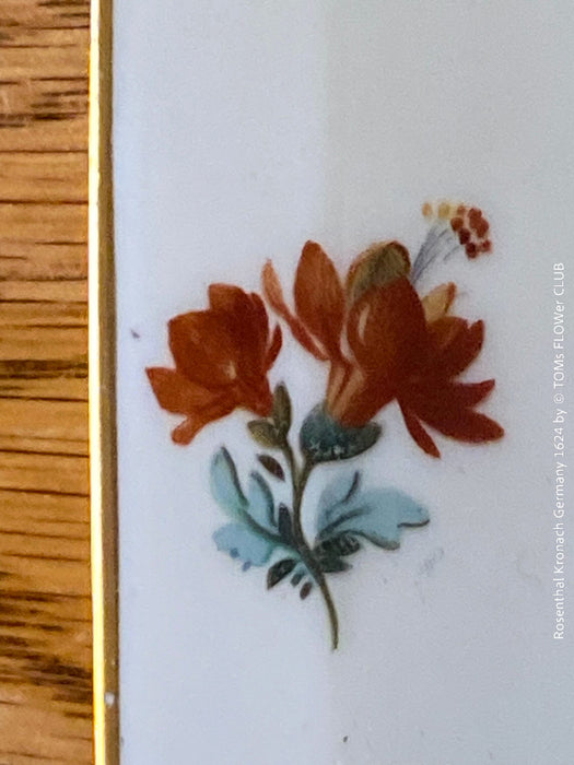 Rosenthal Kronach Germany, floral ceramic plate with the golden rim from the 1930s, offered for sale by TOMs FLOWer CLUB