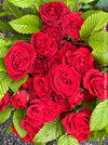 red summer roses arrangement with fresh seasonal flowers from TOMs FLOWer CLUB