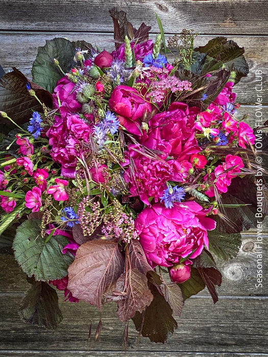 Seasonal spring flowers arranged naturally in an elegant bouquet