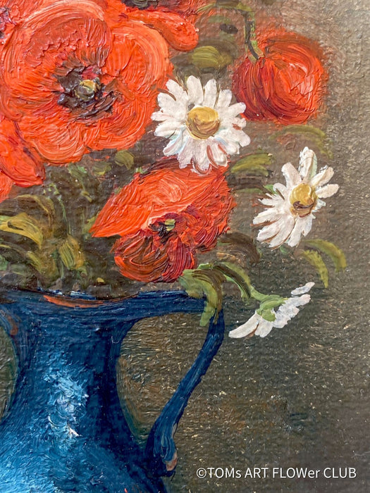 Unknown artist, Vase with poppy and camomile, floral art collection, Mohn Bild, Kamille Bild, rote Mohnblumen, florale Kunst, Stilleben, Stilllege, zatisie for sale at TOMs FLOWer CLUB.