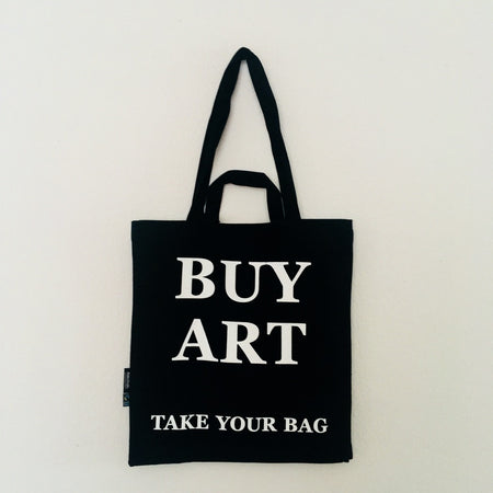 BUY ART Tote Bag in black with white design, 100% organic cotton, fair trade certified, TOMs FLOWer CLUB