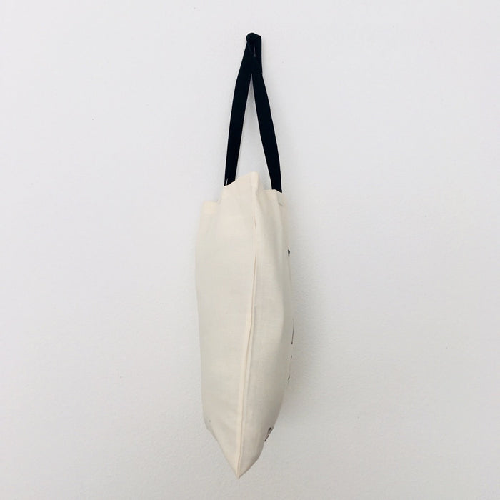 TOMs ART FLOWer CLUB - beige bag with black handle - 38 x 42 cm