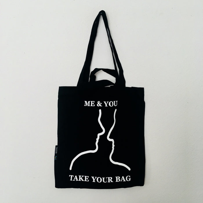 Black TAKE YOUR BAG made of 100% organic cotton, NEUTRAL® and FAIRTRADE® certified with white ME & YOU design