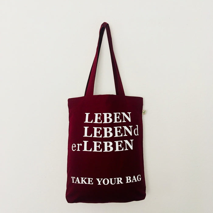 LEBEN LEBENd erLEBEN - burgundy bag - 36 x 40 x 7 cm