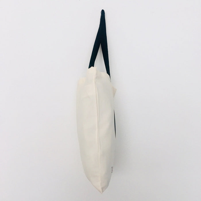 WATER DROP - beige bag with black handle - 38 x 42 cm