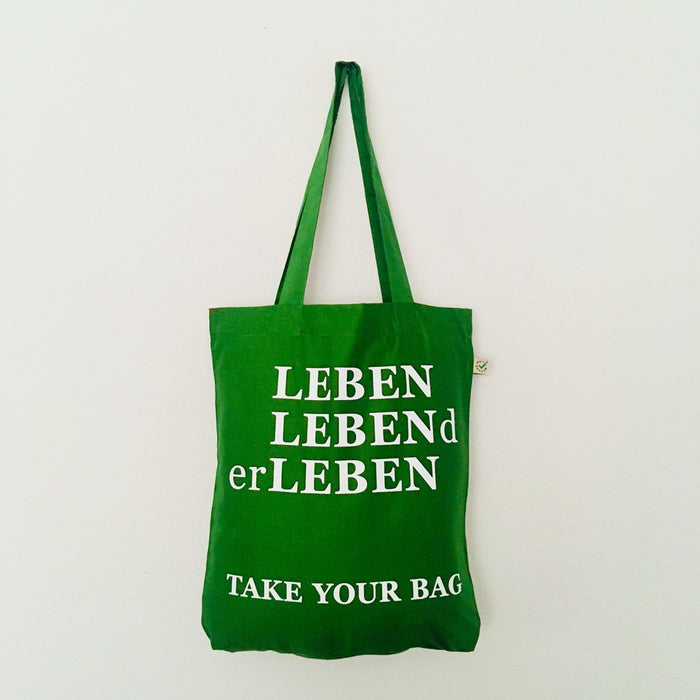 LEBEN LEBENd erLEBEN - green bag - 36 x 40 x 7 cm