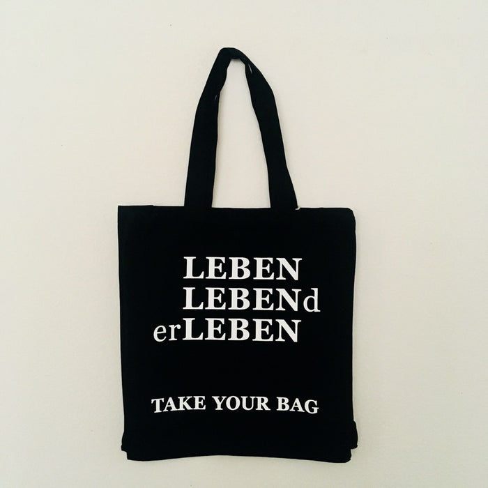 LEBEN LEBENd erLEBEN - black bag - 39 x 41 x 14 cm