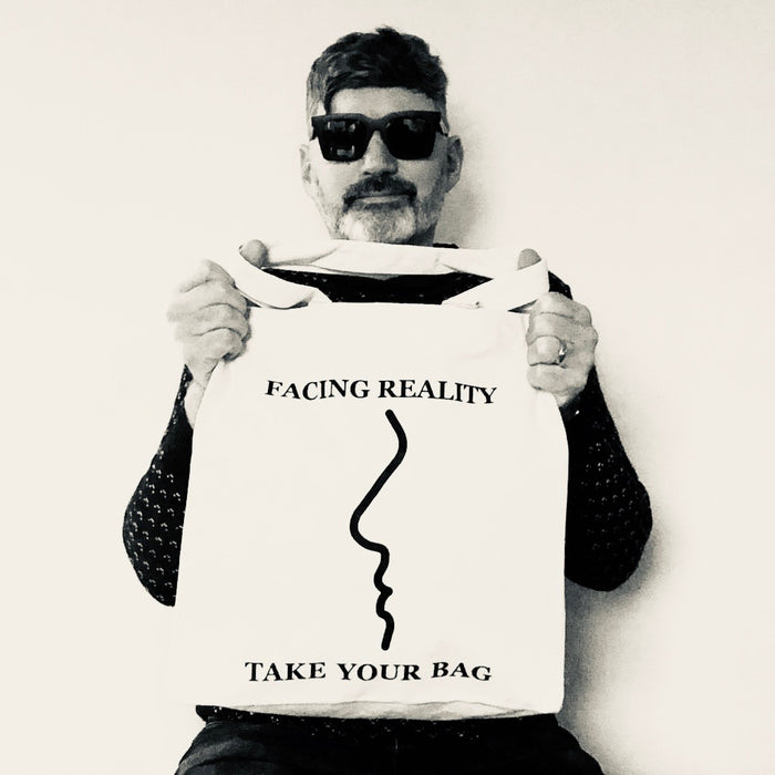 FACING REALITY Tote Bag – Organic Cotton - Fair Trade - beige bag - 39 x 41 x 14 cm