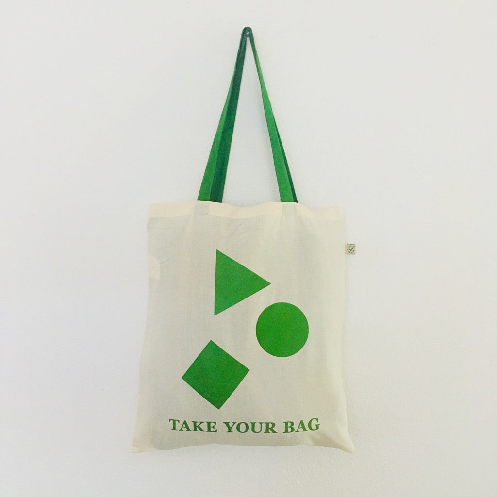 DIVERSITY Tote Bag – Organic Cotton Fair Trade beige bag with green  handle 38 x 42 cm