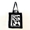 Black TAKE YOUR BAG made of 100% organic cotton, NEUTRAL® and FAIRTRADE® certified with white TULIP design.