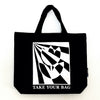 Black TAKE YOUR BAG with white TULIP design made of 100% organic cotton, NEUTRAL® and FAIRTRADE® certified.