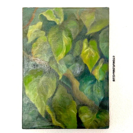 Inguna Namike, Latvian artist, green leaf, floral art, Bild mit Blatt, Efeu, brectan, mamba, ivy art, ivy painting for sale at TOMs FLOWer CLUB