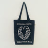 Monstera, Monstera friend, Baumwolltasche, Stofftasche, tote bag, shopping bag, TOMs FLOWer CLUB, TAKE YOUR BAG, organic cotton, bio Baumwolle. Einkaufen, Einkaufstasche , navy blue, modern taska