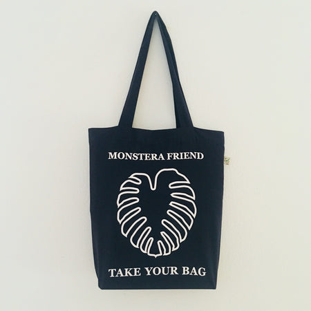 Monstera, Monstera friend, Baumwolltasche, Stofftasche, tote bag, shopping bag, TOMs FLOWer CLUB, TAKE YOUR BAG, organic cotton, bio Baumwolle. Einkaufen, Einkaufstasche , navy blue, modern taska