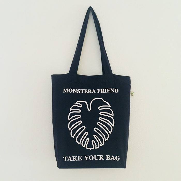 Monstera, Monstera friend, Baumwolltasche, Stofftasche, tote bag, shopping bag, TOMs FLOWer CLUB, TAKE YOUR BAG, organic cotton, bio Baumwolle. Einkaufen, Einkaufstasche , navy blue, modern taska