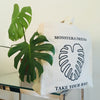 Monstera, Monstera friend, Baumwolltasche, Stofftasche, tote bag, shopping bag, TOMs FLOWer CLUB, TAKE YOUR BAG, organic cotton, bio Baumwolle. Einkaufen, Einkaufstasche 