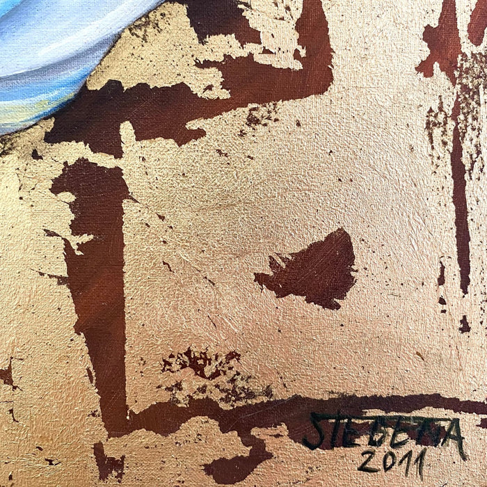 Michal Stegena, Cherry Blossom in Gold, 2011, acrylic mixed media on canvas, 50 x 50cm, for sale at TOMs FLOWer CLUB.