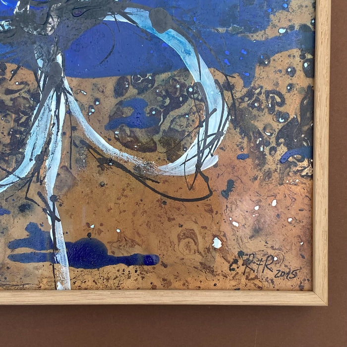 Robert Süess, Floral Abstraction III, 2015, acrylic mixed media on paper, 20 x 20cm, with wooden frame, behind museum quality glas, for sale at TOMs FLOWer CLUB.