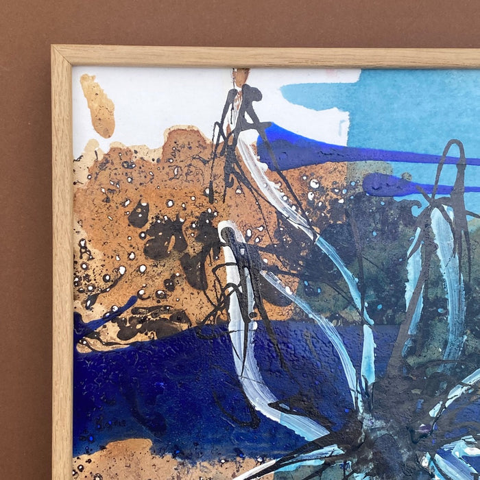 Robert Süess, Floral Abstraction III, 2015, acrylic mixed media on paper, 20 x 20cm, with wooden frame, behind museum quality glas, for sale at TOMs FLOWer CLUB.