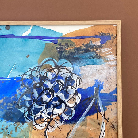 Robert Süess, Floral Abstraction III, 2015, acrylic mixed media on paper, 20 x 20cm, with wooden frame, behind museum quality glas, for sale at TOMs FLOWer CLUB.