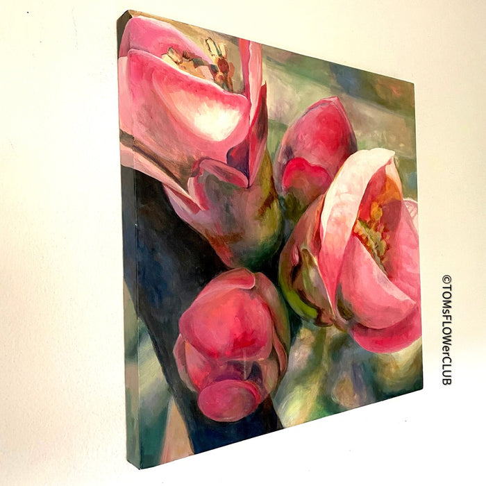 Vera Käufeler, Apple Blossom, Apfelblüte, Schweizer Künstler, rosa, pink pink lover, floral paintings for sale at TOMS FLOWer CLUB, online Kunstgalerie. 