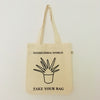 Beige TAKE YOUR BAG with black SANSEVIERIA WORLD design by TOMs FLOWer CLUB made of 100% organic cotton, EarthPositive® certified, various colours, Swiss designed, premium quality, world wide shipping. 