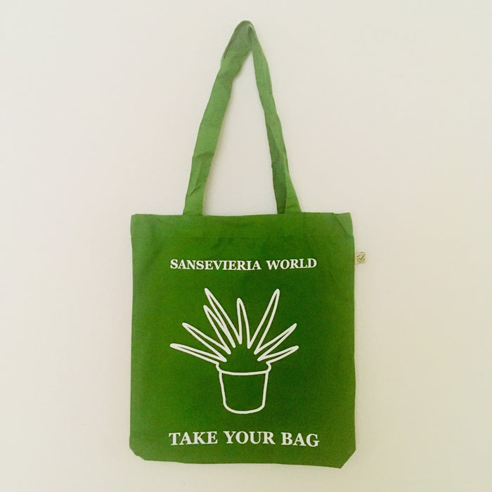 TAKE YOUR BAG, green bag, grüne Tasche, tote, totes, shopping bag, sansevieria, Schiegermiutterzunge, snake plant, sansevieria world, botanischer garten, botanical garden, TOMs FLOWer CLUB, organic cotton, NEUTRAL® and FAIRTRADE®