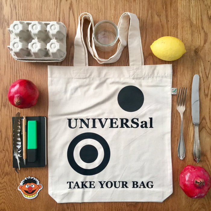 UNIVERSal Tote Bag – Organic Cotton - Fair Trade - beige bag - 36 x 40 x 7 cm