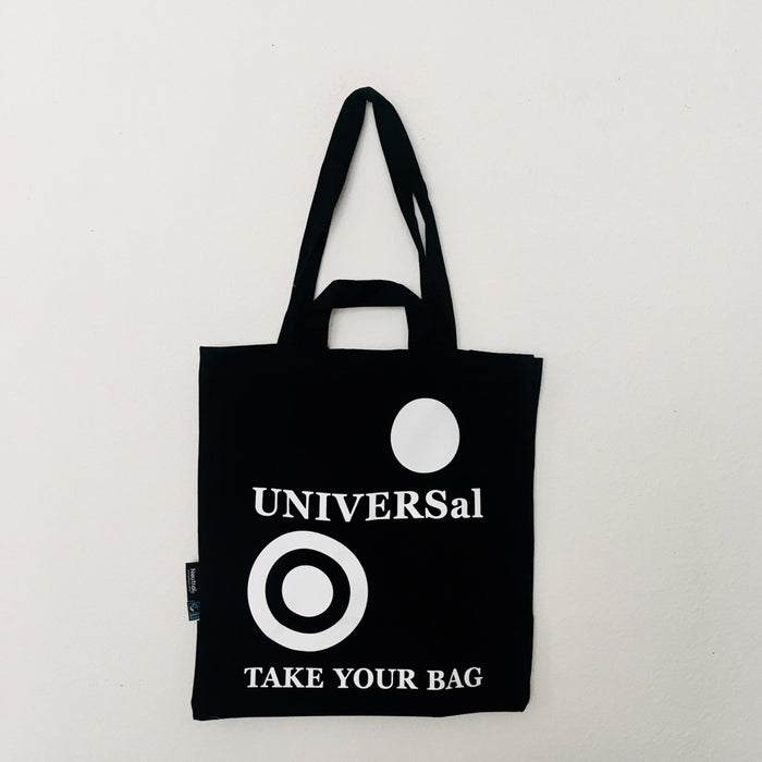 UNIVERSal Tote Bag – Organic Cotton - Fair Trade - black bag with short and long handle - 35 x 38 x 20 cm