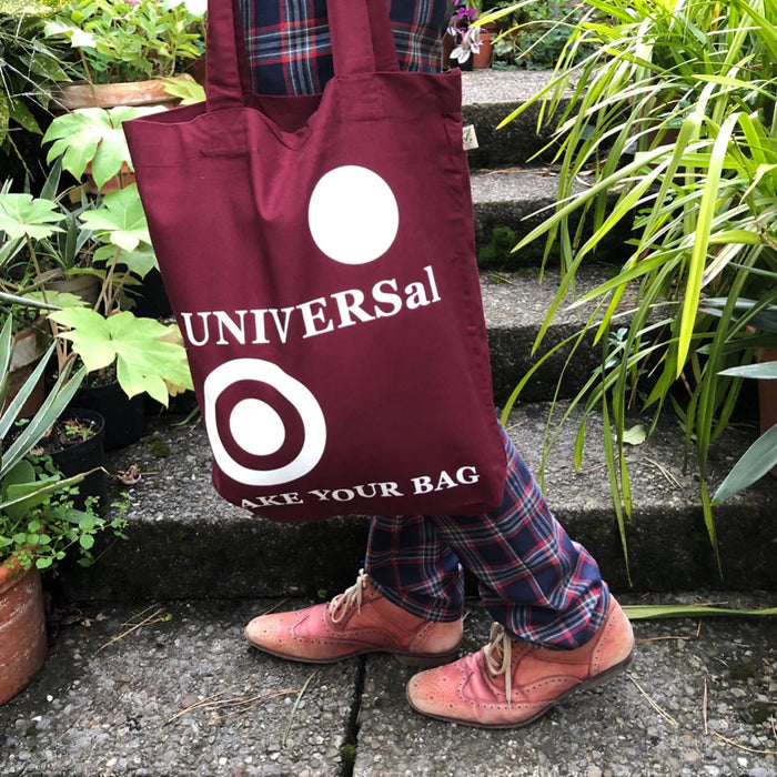 UNIVERSal Tote Bag – Organic Cotton - Fair Trade - burgundy bag - 36 x 40 x 7 cm