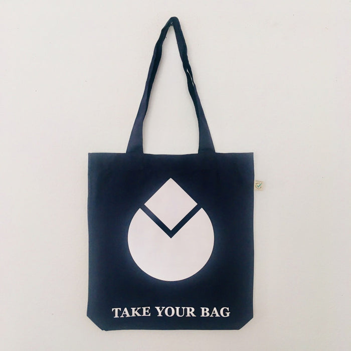 WATER DROP Tote Bag – Organic Cotton - Fair Trade - navy blue bag - 36 x 40 x 7 cm