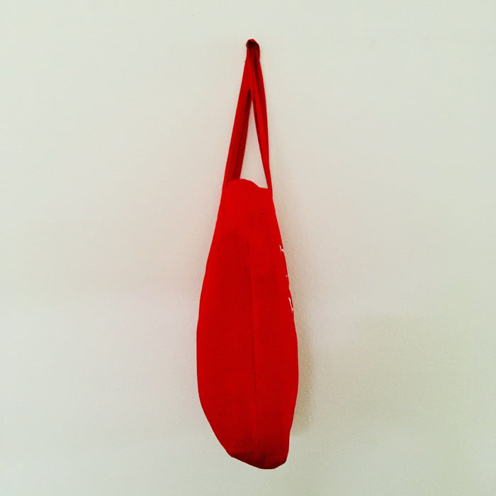 Red TAKE YOUR BAG with white WATER DROP design by TOMs FLOWer CLUB made of 100% organic cotton, EarthPositive® certified, various colours, Swiss designed, premium quality, world wide shipping.