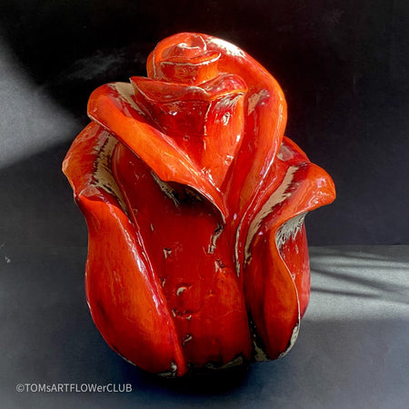 Talivaldis Muzikants, Red Rose for sale at TOMs FLOWer CLUB, ceramic, clay sculpture, Skulpturen zum Verkaufen, Online ART sale, Kunstverkauf, rote Rosen, Red love, Valentine's day